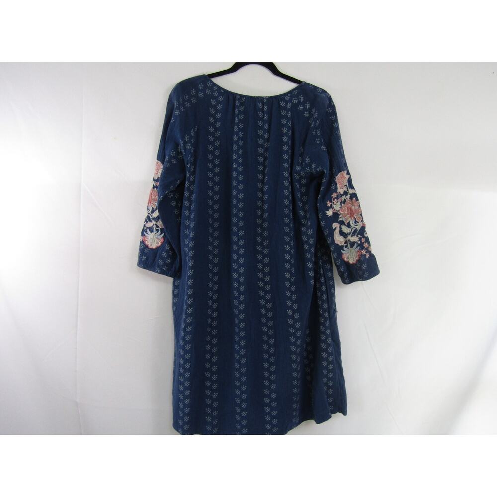J. Jill Blue Floral Dress sz M‎ Embroidery Tassel Boho Pockets Cruise Fairy - Picture 2 of 7